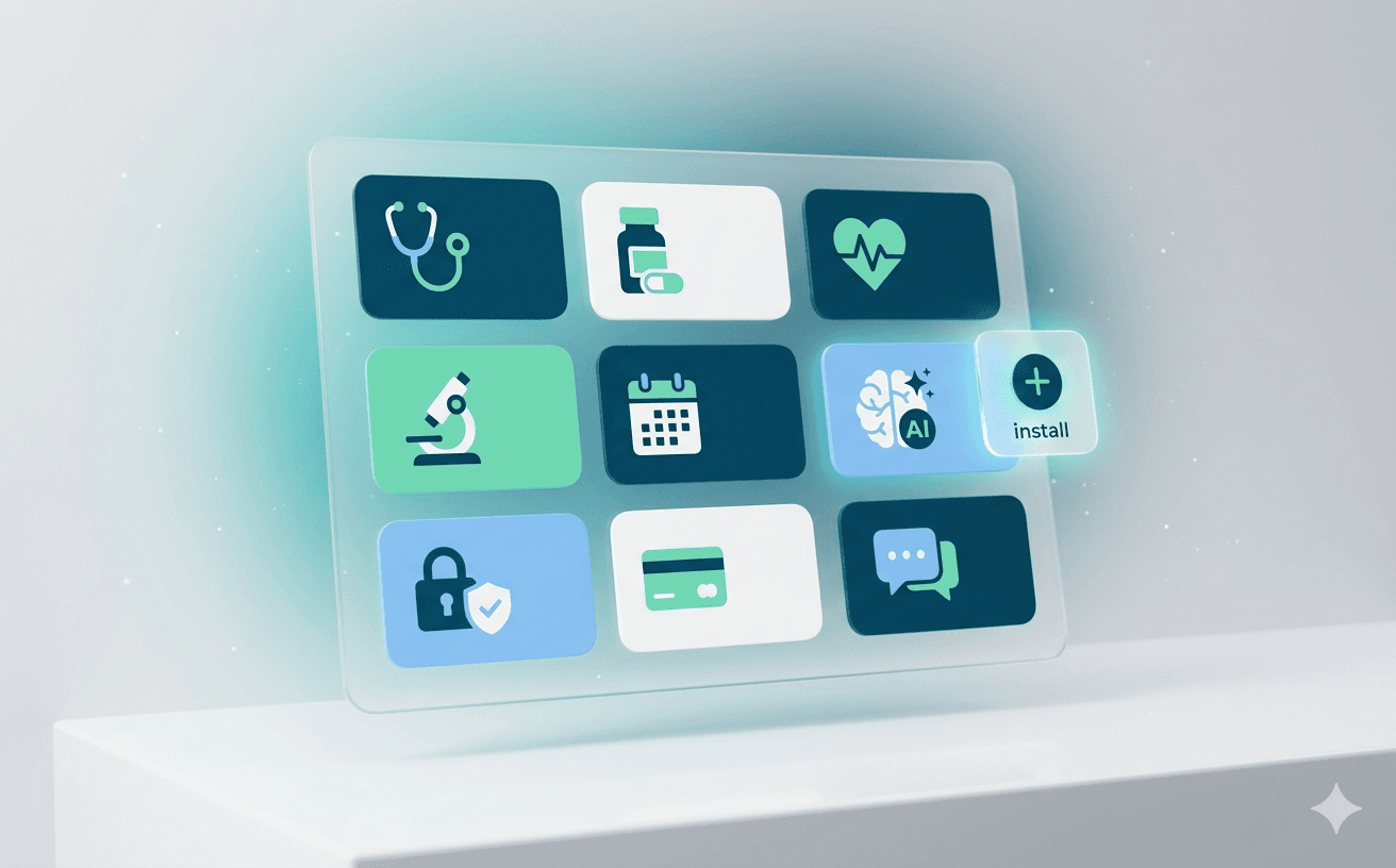 iCenna App Store marketplace showcasing healthcare apps and integrations